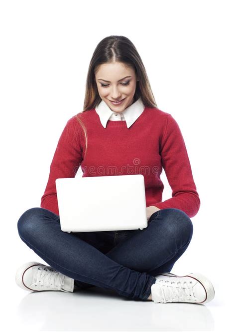 Girl With Laptop Stock Image Image Of College Casual 73996405