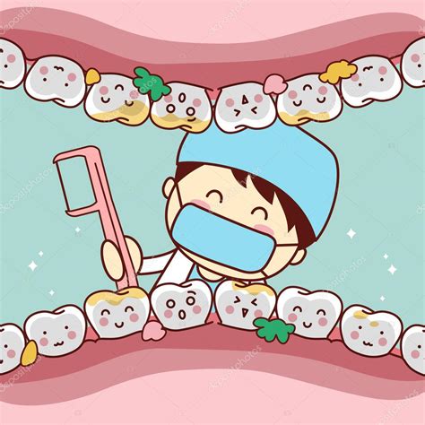 Cute Cartoon Dentist Brush Tooth — Stock Vector