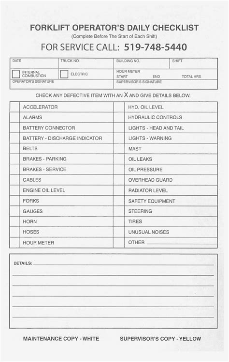 Printable Daily Forklift Inspection Checklist Free Printable Finder