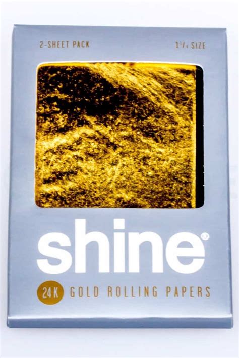 Shine Papers 2 Sheet Pack 24k Gold Rolling Papers Kings Pipe