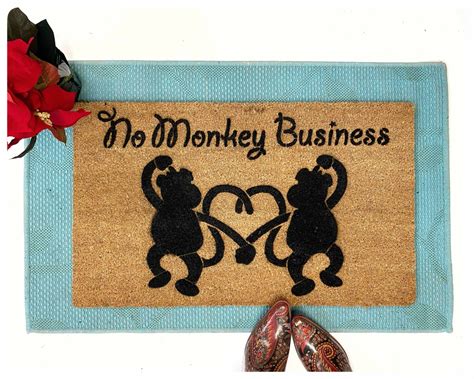 No Monkey Business funny welcome damn good doormat | Damn 