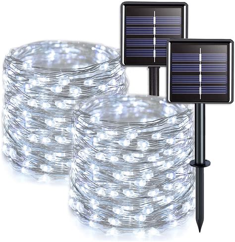 Solar String Lights Outdoor 33feet 100 Led Copper Wire Lights 8 Modes