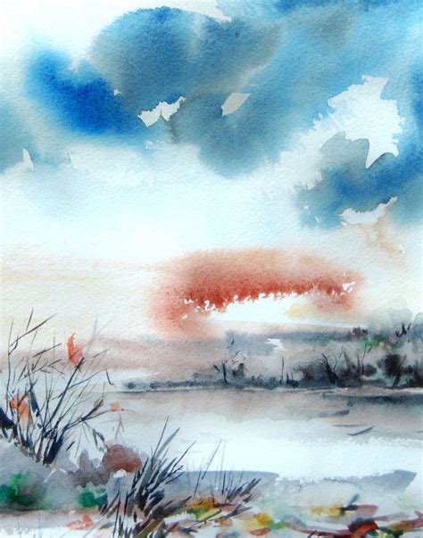 Abstract Landscape Watercolor Painting Art Print Watercolor Art