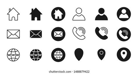 Set Business Card Icon Collection Stock Vector Royalty Free