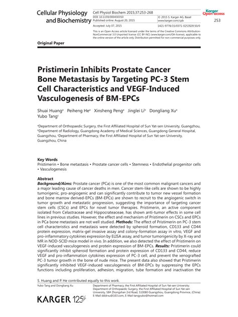 Pdf Pristimerin Inhibits Prostate Cancer Bone Metastasis By Targeting
