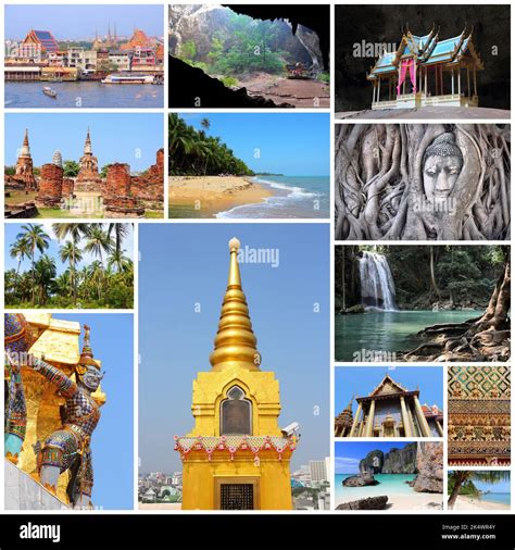 Travel Photo Collage From Thailand Collage Includes Major Landmarks