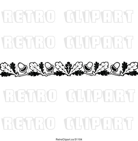 Vector Clip Art Of Retro Oak Leaf And Acorn Border By