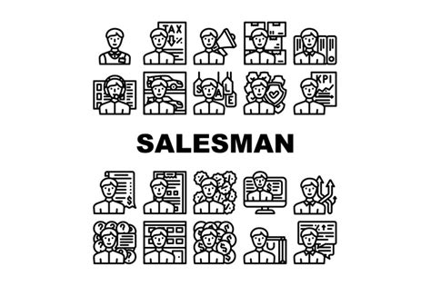 Salesman Business Occupation Icons Set Vector By Pikepicture
