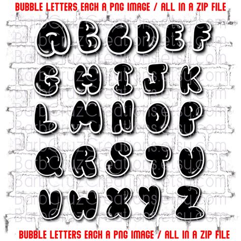 Bubble Font Images Fat Graffiti Letters Airbrush Alphabet Airbrush Sublimation Digital