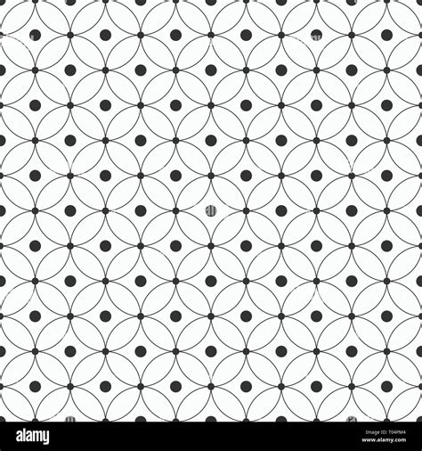 Abstract Seamless Pattern Of Overlapping Circles Linear Grid With Dots