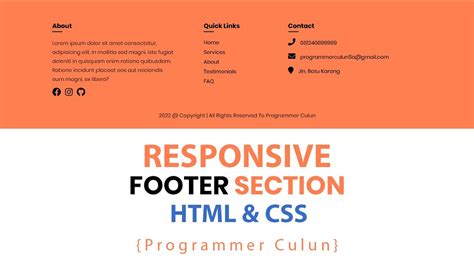 Responsive Footer Section Using Html And Css Youtube