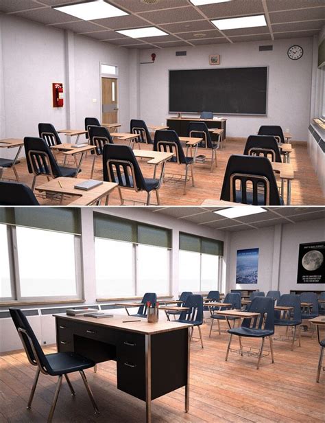 High School Classroom Interior Render State