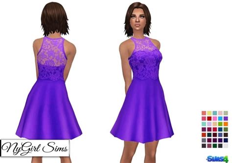 Lace Overlay Flare Dress At Nygirl Sims Sims 4 Updates