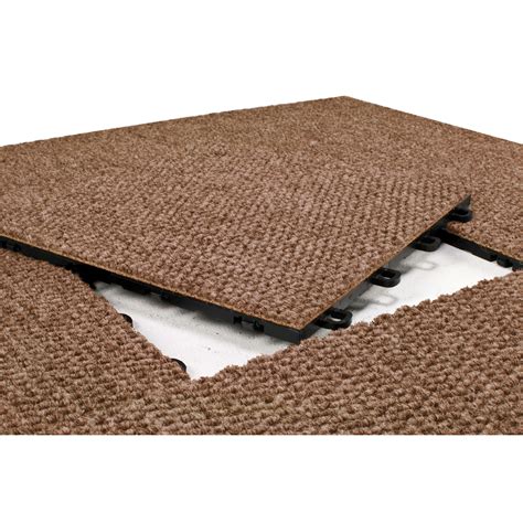 12 X 12 Premium Interlocking Basement Floor Carpet Tile In Brown