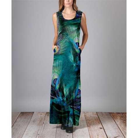aster teal peacock feather maxi dress 22 liked on polyvore featuring dresses calf length