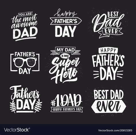 Happy Fathers Day Lettering Calligraphic Vector Image