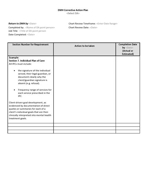 Printable Corrective Action Plan Template Customize And Print
