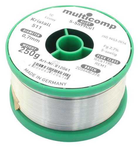 509 0600 Multicomp Solder Wire Lead Free 07mm Diameter