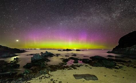Northern Lights Shown Over Scotland Beach In Stunning Image Northern