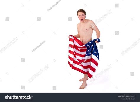 Sexy Man Wrapped American Flag Brutal Stock Photo Shutterstock