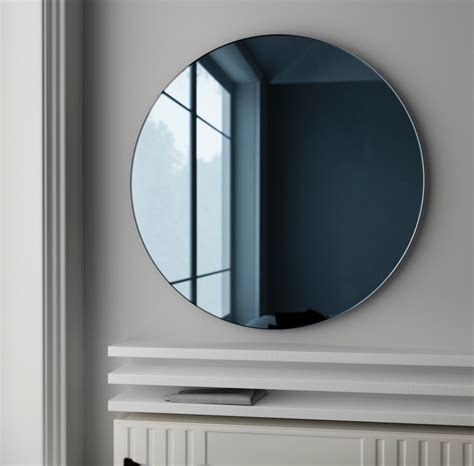 Blue Glass Mirror Midcentury Inspired Wall Mirror Made With