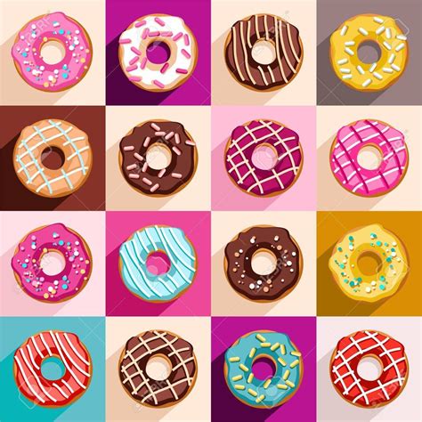 Donuts Vector Clip Art Doughnuts Covered With A Colored Glaze On A
