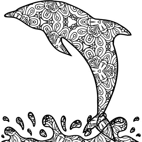 Dolphin Printable Detailed Pages For Adults Coloring Pages