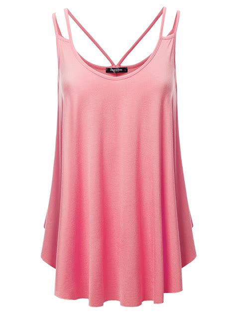 Ssoulm Womens Loose Fit Flowy V Neck Sexy Pleated Cami Tank Top With Plus Size