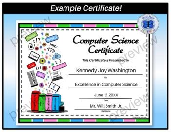 You will be presented multiple choice questions (mcqs) based on general knowledge concepts, where you will be given four options.you will select the best suitable answer for the question and then proceed to the next question without wasting given time. Computer Science Certificate - Editable - Book Learning by ...