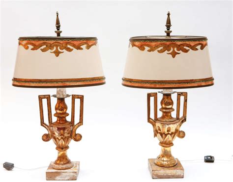 Pair Of 19th C Italian Giltwood Urn Lamps For Sale At 1stdibs