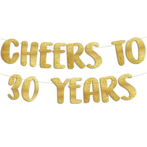 Cheers To 30 Years Gold Glitter Banner 30th Anniversary And Etsy