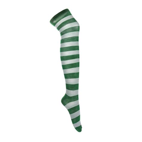 White And Green Stripe Over The Knee Socks Cybershop Australia