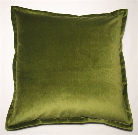 Sale Pair Olive Green Plush Velvet Throw Pillow Two Covers 22x 22