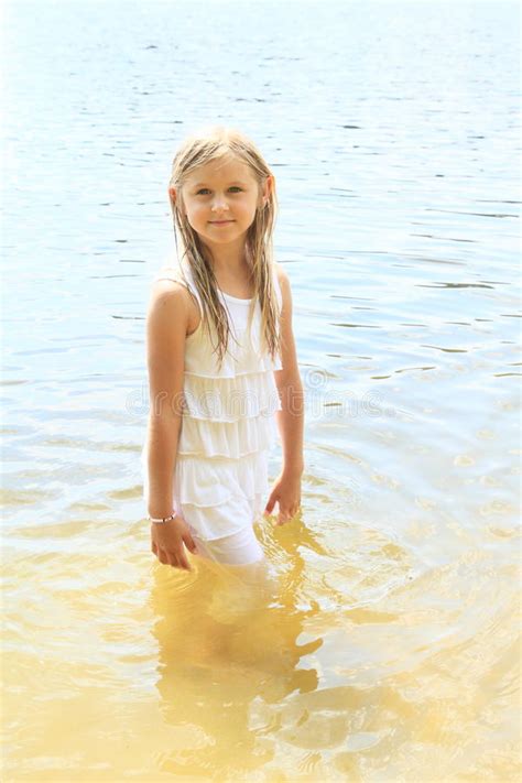 Little Girl In Water Stock Image Image Of Stand Standing 42628731