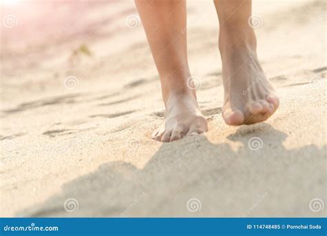 women barefoot walking on the white sand nature on the beach summer trip stock image image of