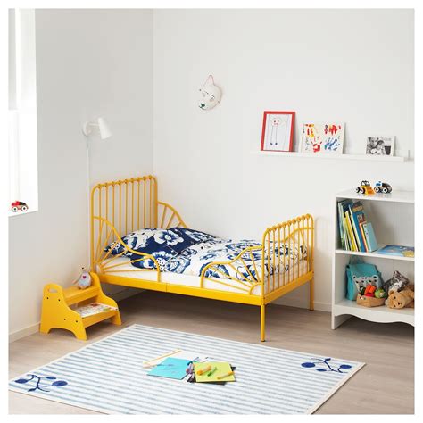 Beschreibung wir verkaufen unser gebrauchtes gut erhaltenes es wird mit dem dazugehörigen orginal ikea lattenrollrost verkauft! MINNEN Ext bed frame with slatted bed base - dark yellow ...