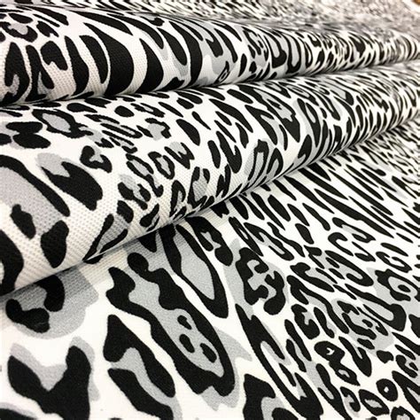 Leopard Print Fabric By The Yard Black White Grey Cheetah Etsy