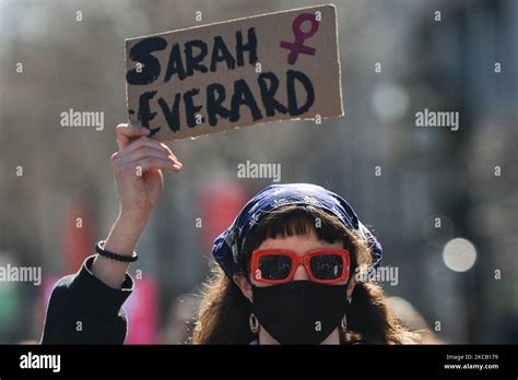 An Activist Holds A Placard That Reads Sarah Everard During A