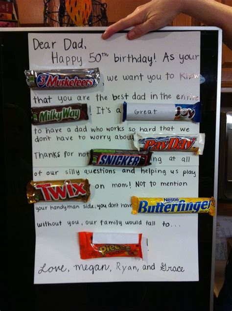 Even though the commercial card industry likes to make fun of dads by playing off of stereotypes, your pop's birthday is a chance for you to make him feel special and say something. candy bars to use for birthday cards | Cute birthday card ...
