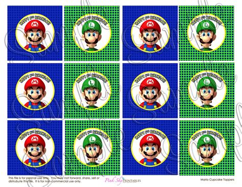 Super Mario Cupcake Toppers Free Printables