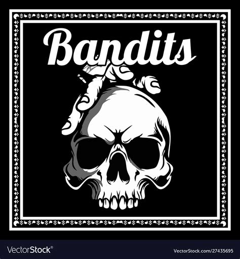 Skull Bandits Hand Drawingshirt Designs Biker Vector Image