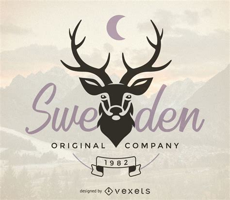 Hipster Logo Template With Deer Vector Download