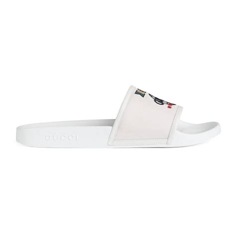 Gucci Synthetic Slide With Worldwide In White For Men Lyst