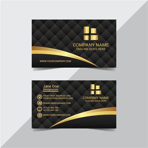 Golden Shape On Black Business Card Template 1308809 Vector Art At Vecteezy