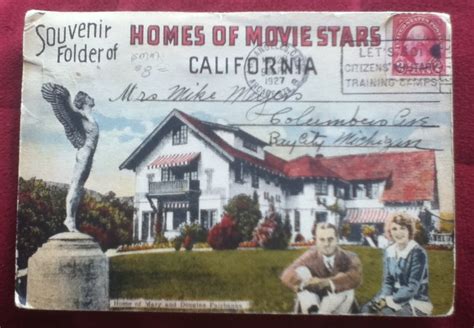 27 Picture Postcard Of Movie Stars Homes In Hollywood California