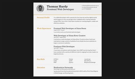 41 Html5 Resume Templates Free Samples Examples Format Download