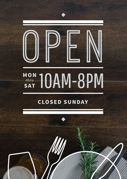 Opening Hours Sign Template With Outline Graphic Elements Easil