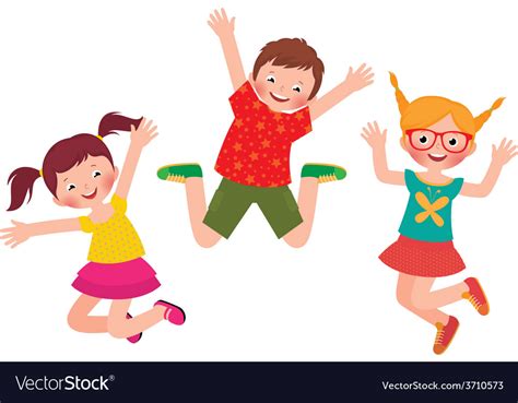 Happy Children Jumping Isolated On White Vector Image