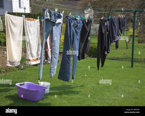 Clothes Drying On A Washing Line Stock Photo Alamy