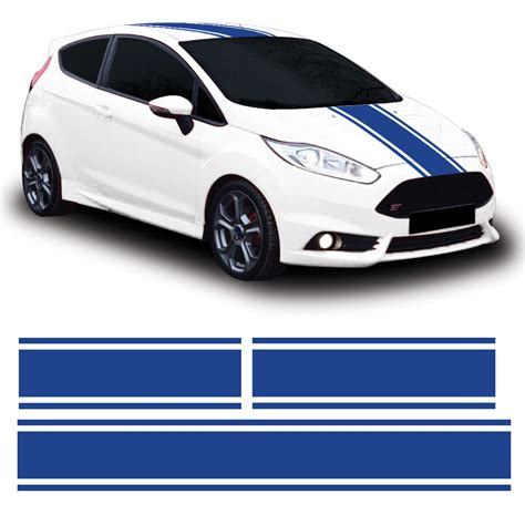 Blue Ford Fiesta Mk7 Full Racing Stripe Stickers Concept Graphics